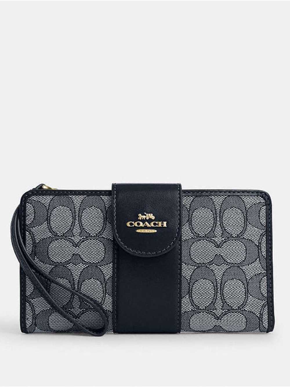 Coach Blue Signature Jacquard Phone Wallet Wristlet